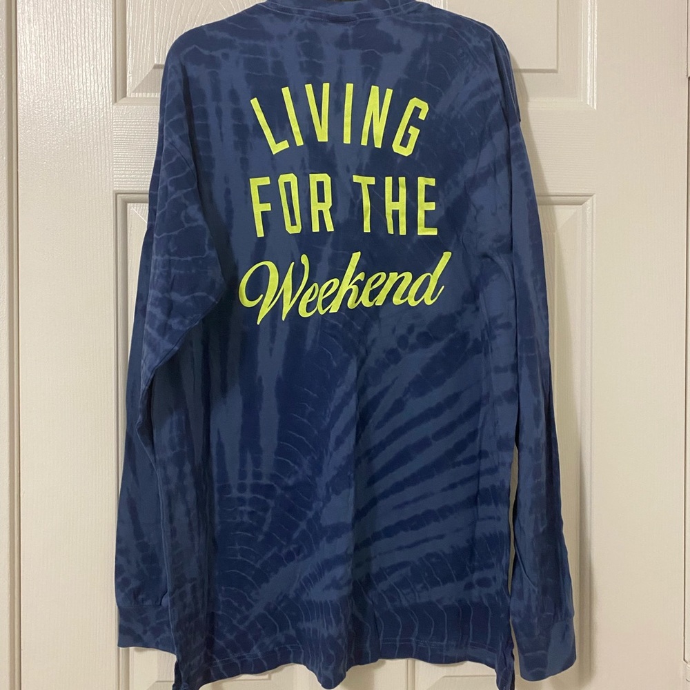VS PINK Campus L/S Shirt - Blue Tie Dye - S